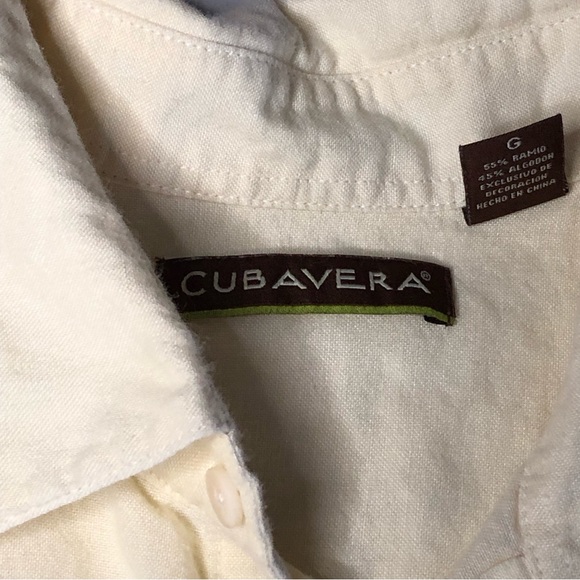 Cubavera Cream Button Down Embroidered Men’s Large Short Sleeve Shirt - Picture 3 of 10